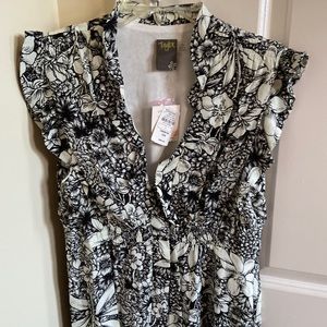 Taylor Dress Black and White Floral Size 10 NWT